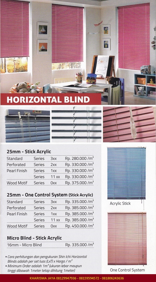 Pricelist Horizontal Blind Shinichi Blinds>